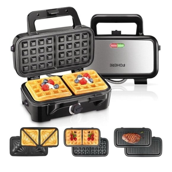 3-in-1 Waffle Sandwich Panini Maker Removable Plates 1200W Grill *Damaged box* - Picture 1 of 14